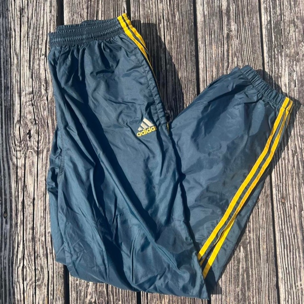 Vintage Adidas windbreaker pants navy/yellow